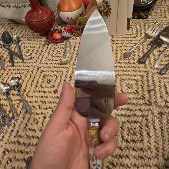 Vintage Prill Sheffield England Pie Cake Server Floral Yellow Porcelain Handle. - Picture 6 of 16